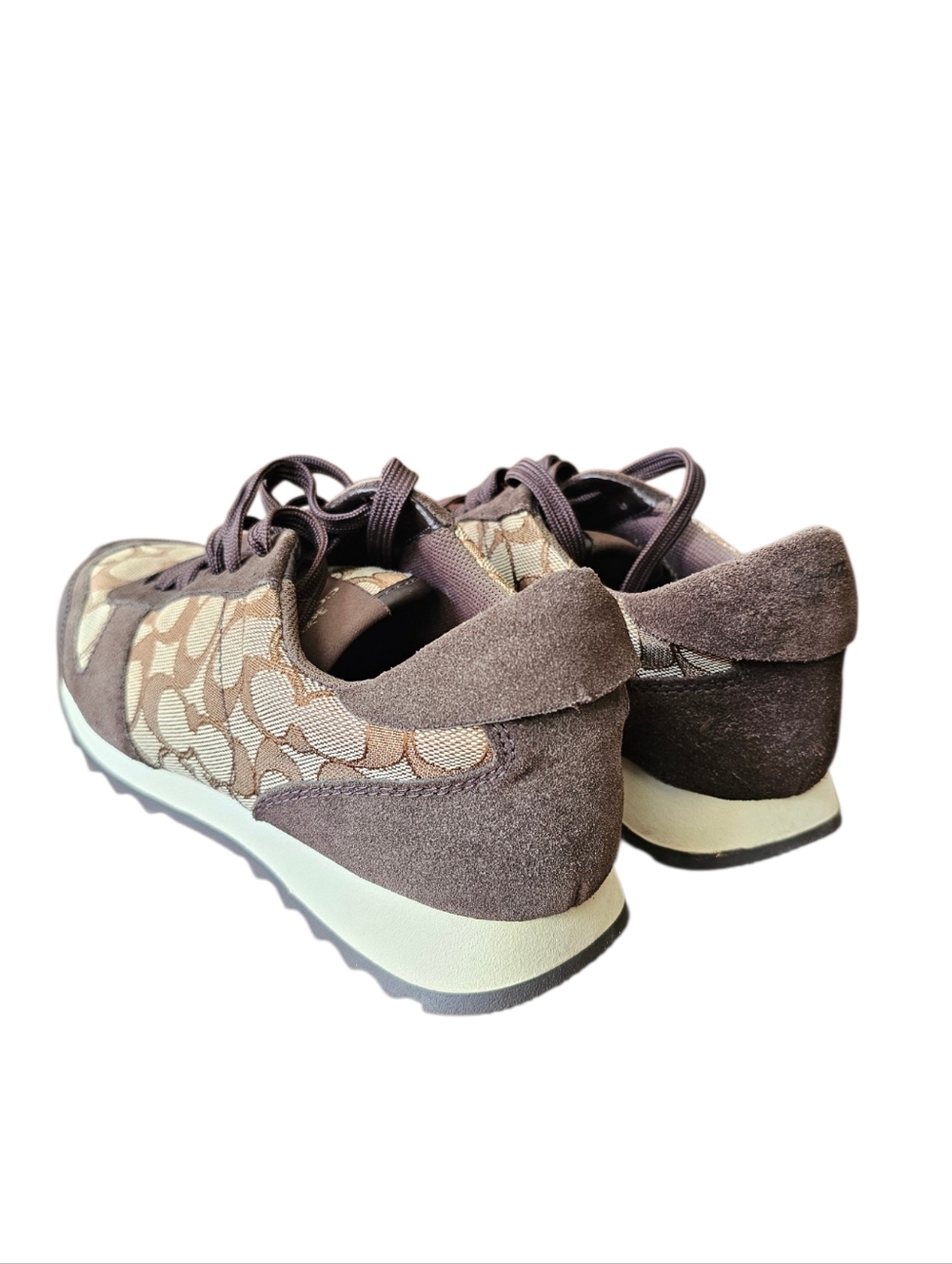 Coach Mason Signature Jacquard Khaki Chestnut Sneakers - Picture 3 of 8